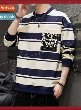 Striped sweater men long-sleeved t-shirt spring fall new bot