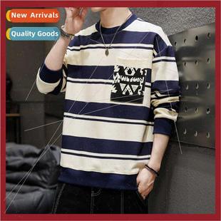 shirt bot men new fall spring sleeved long sweater Striped