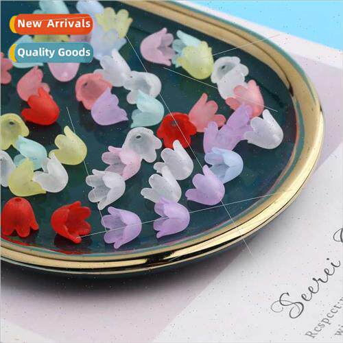 Frosted abs imation pearl bell orchid flower loose beads by