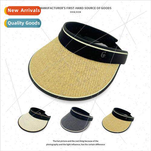 Summer adjustable hollow top straw hat UV sunscreen hollow t