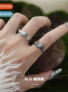 Colorful zirconia ring women ins niche index finger ring sim