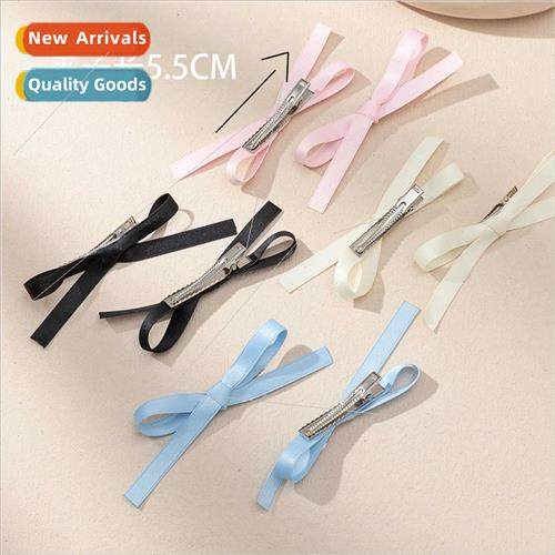 Japan Korea bow hair clips female cotton tape texture double