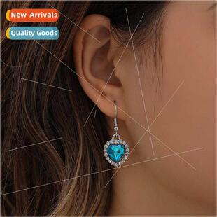 Classic Love Titanic Colorful Peach Heart Ocean Crystal Earr
