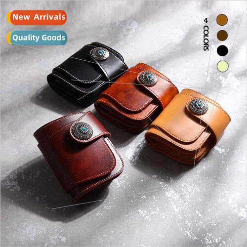 2024 new retro handmade  leather cowhide wallet men short le