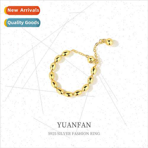 925 silver niche rice beaded ring female ins Europe vintage