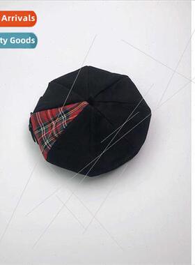 Korea shopping east gate new Englplaid leather buckle beret