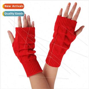 Warm Woolen Gloves Leaky Finger Open Finger Gloves Women Knt