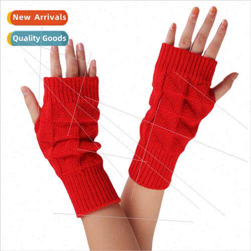 Warm Woolen Gloves Leaky Finger Open Finger Gloves Women Knt