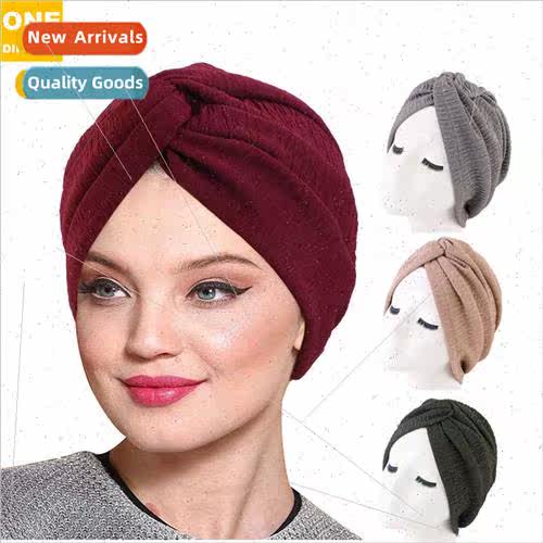Europe Uned States popular pleated elastic turban cap solid