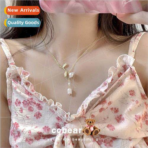 French rose necklace spring new gentle water drop pendant lo