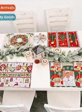New Christmas home decorations knted cloth placemats knted t