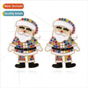 new diamond Santa Korean earrings creative Claus fashion