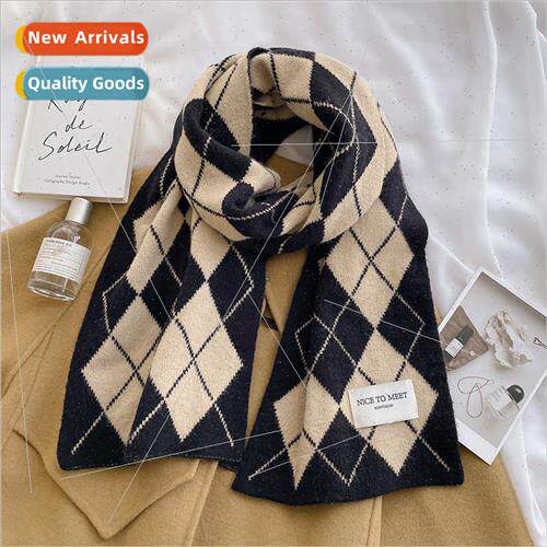 Korea new knted small scarf winter men women couples diamond