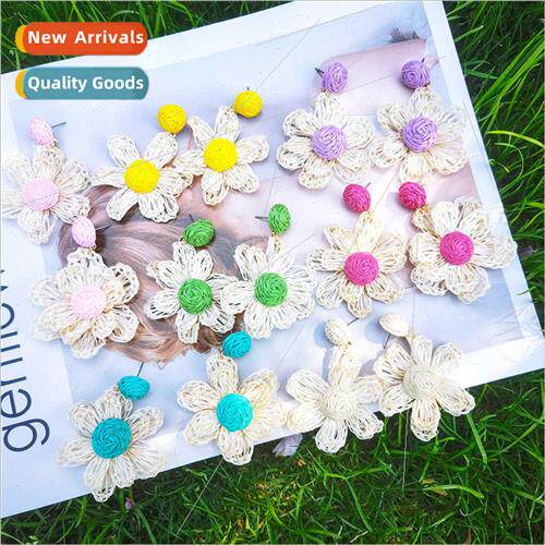 new summer Mori sweet girl earrings creative hand-woven flow