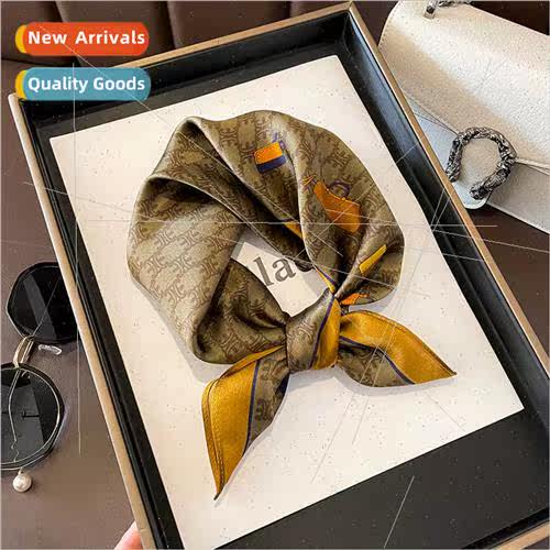 Summer French floral pattern grid splicing mulberry silk sil