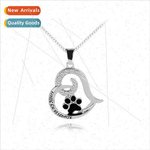 Europe new Always in my Heart fashion pet dog paw necklace h
