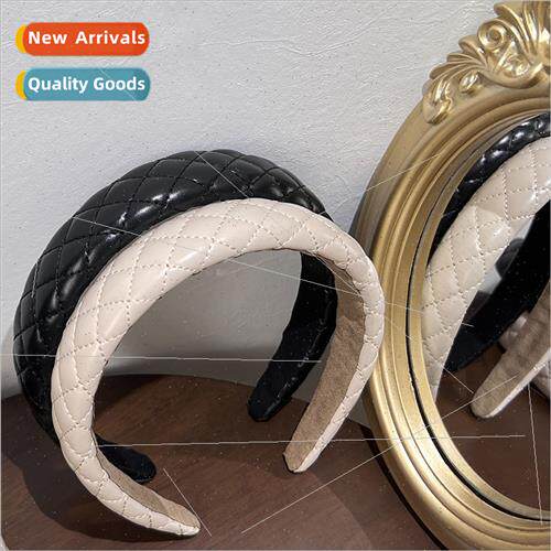 Hair bands headdress 2022 advanced sense leather rhombus hig