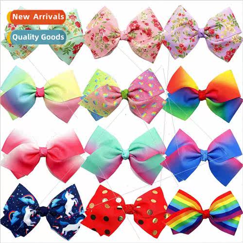 Europe Children Bow Hair Clips 4inch Polka Dot Threaded Band