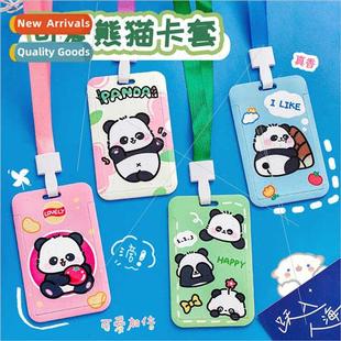 panda card high lanya meal color student Cute holder