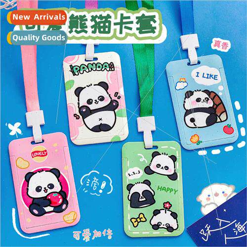 Cute high-color panda card holder student meal card wh lanya
