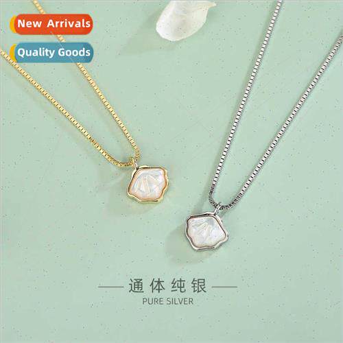 s925 silver Korea whe mother-of-pearl necklace niche lerary