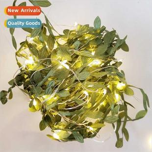 string copper wire simulation LED lights leaves green room