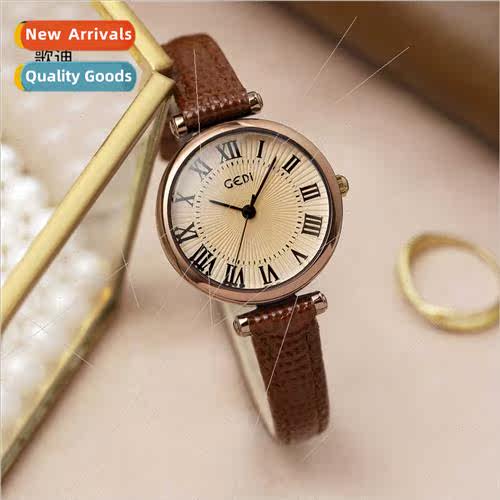Retro women watch small disk light student exam wristwatch w