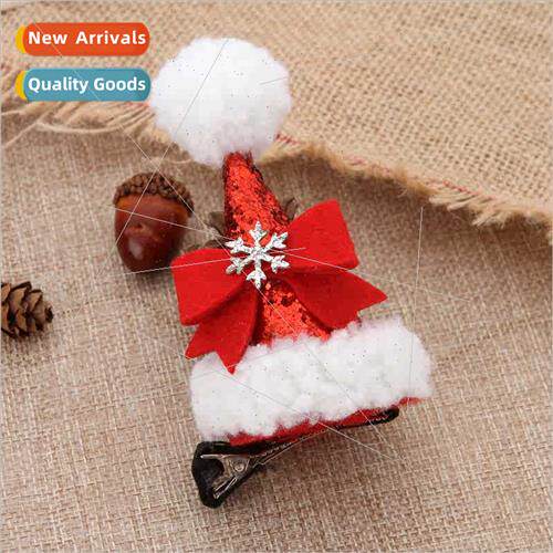 Sell cute Christmas hat hair clips adult children sequins ha