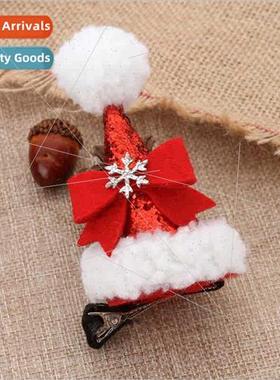 Sell cute Christmas hat hair clips adult children sequins ha