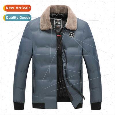 2022 winter new middle-aged elderly dad lapel casual fur col