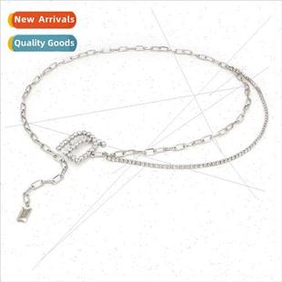 ladies rhinestone silver fashion letter chain che waist