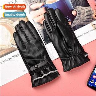 Women warm gloves pu leather imation leather lace single buc