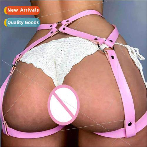 Europe Leather Leg Loop Waistband One Piece Sexy Bondage Bod