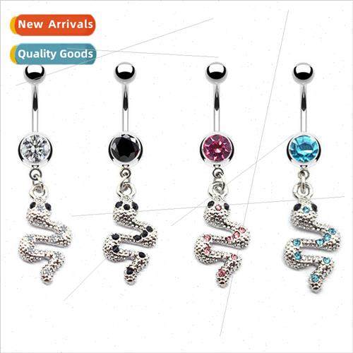 Europe snake belly button ring Sticky diamond navel nail nav