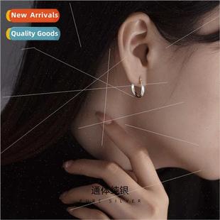 shaped earrings S925 female Koreasimple buckle ins silver