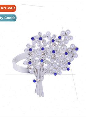 Diamond Pearl Flower Napkin Rings Western Restaurant Napkin
