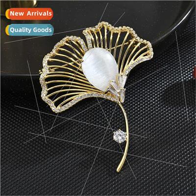 high-end new imation cat eye stone elegant ginkgo flower ver
