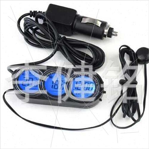 Triple screen LCD car thermometer clock clock meter car outs
