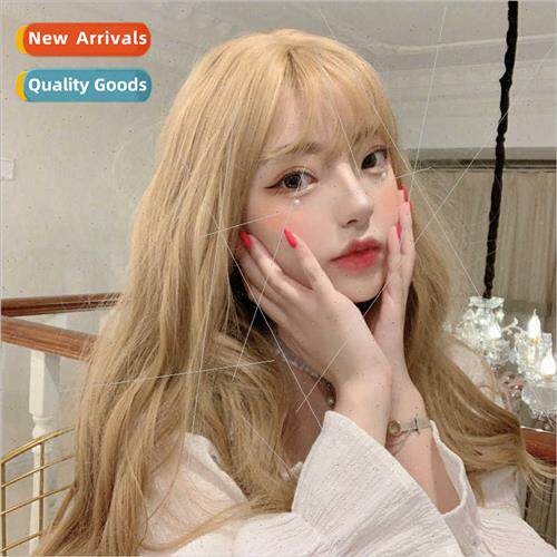 wig female air bangs beige long curly hair big wave prop wig