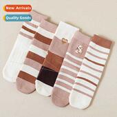 winter fall wool thickened stripes socks padded women