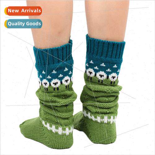 Woolen socks Europe faux cashmere vintage green thickened mi