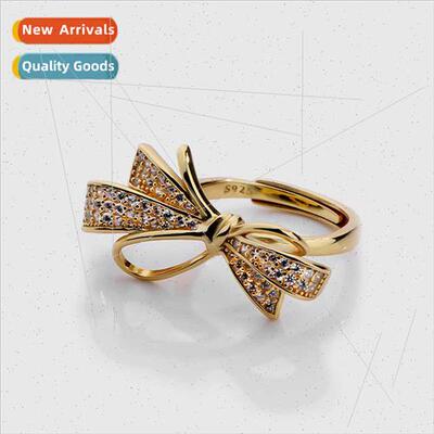 925 silver index finger ring Europe cold wind zirconia bow r