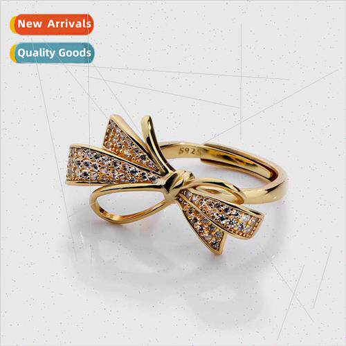925 silver index finger ring Europe cold wind zirconia bow r
