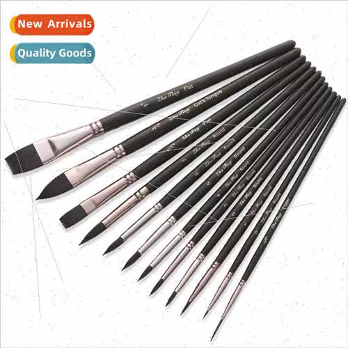 12pcs Nylon Bristle Multi-Tip Watercolor Brushes Black Frost