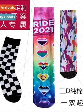 Socks cotton 3D printing pattern LOGO printing private text