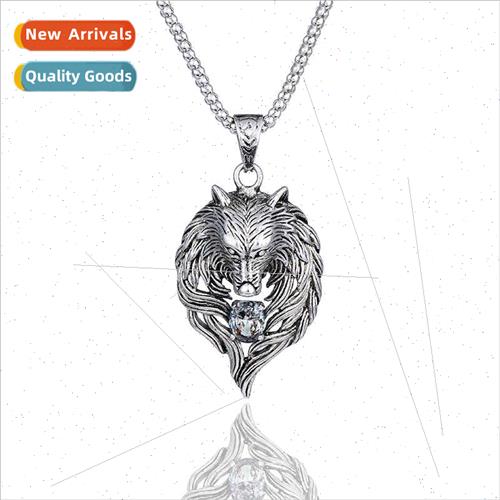 Korean  fashion necklace men pendant creative wolf head coll