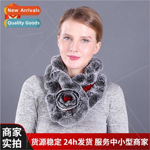 Ruffle otter rabb hair scarf ladies warm fur scarf knting la