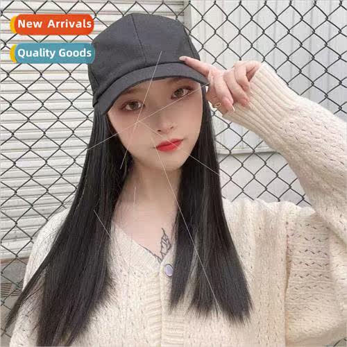 Baseball Hat Wig Women Medium Length Chemical Fiber Full Hea