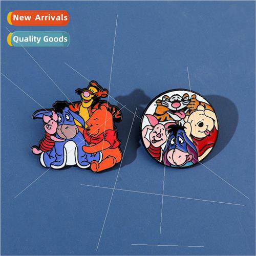 Cartoon animation metal badge Winnie the Pooh and Tigger all