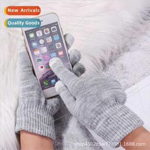 women solid screen winter glove touch men wool Autumn color